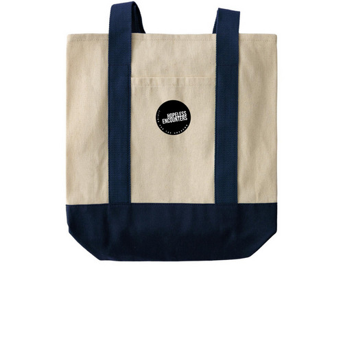 "I know a spot" tote, a Natural/Navy Two-Tone Grocery Tote Bag