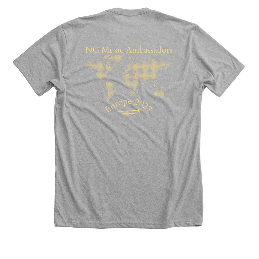 Proud Supporter of a NC Music Ambassador., a Athletic Heather Premium Unisex Tee (back-view)