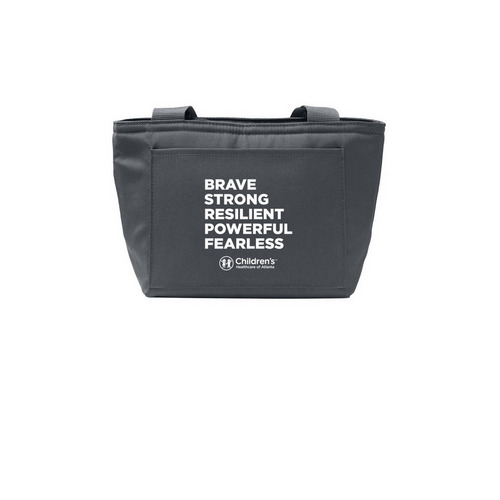 Brave, Strong Lunch Tote, a Grey Steel Insulated Lunch Tote
