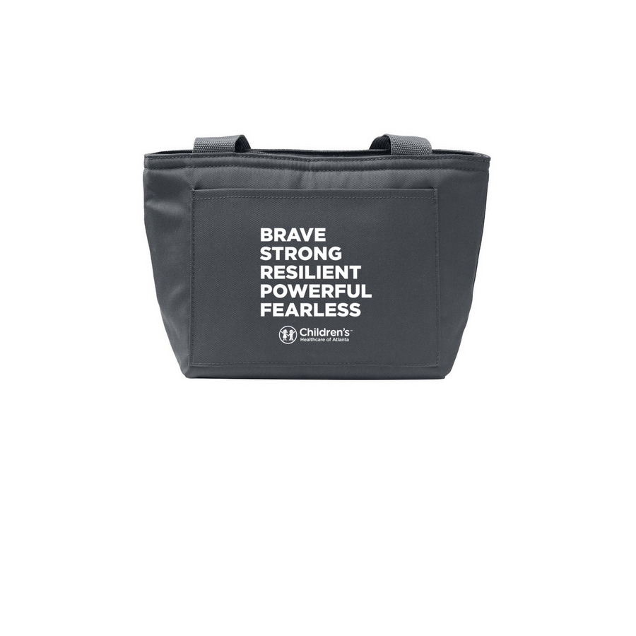 Brave, Strong Lunch Tote, a Grey Steel Insulated Lunch Tote