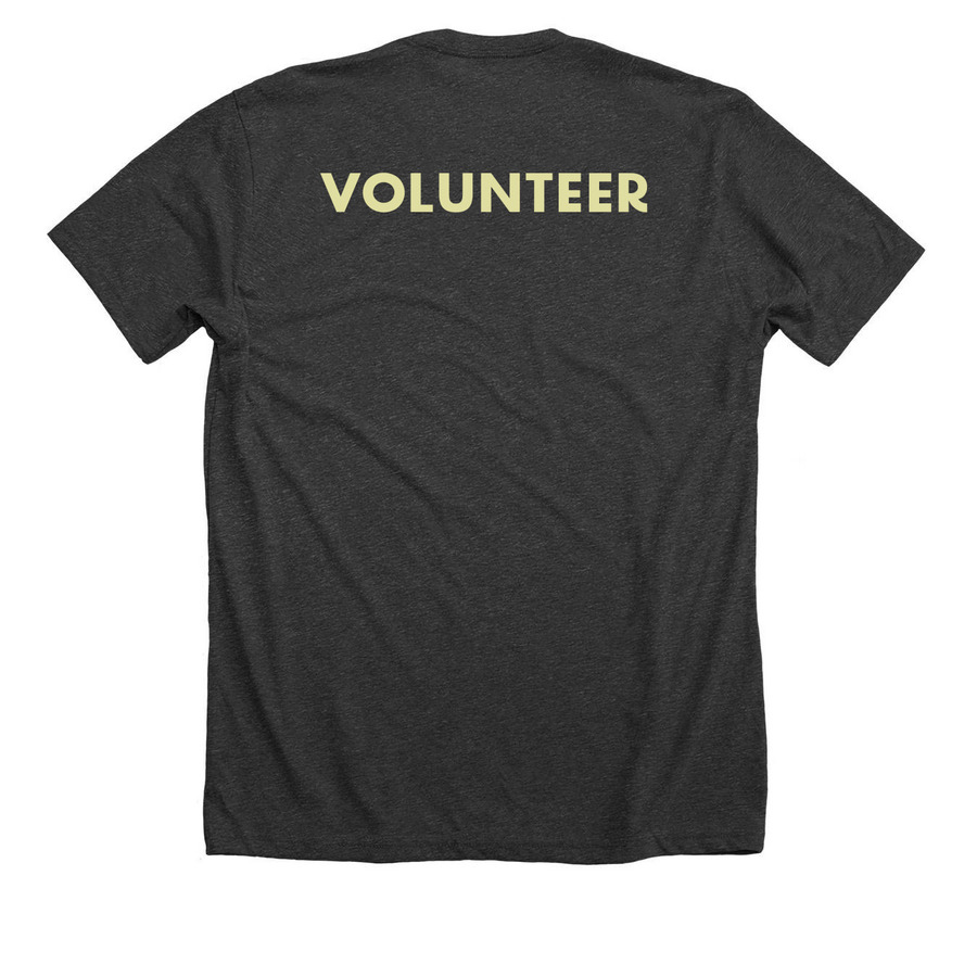 Volunteer T-Shirt, a Dark Grey Heather Premium Unisex Tee (back-view)
