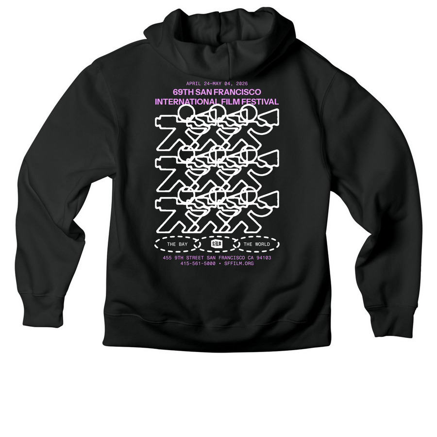 2026 SFFILM Festival Hoodie, a Vintage Black Premium Heavyweight Pullover Hoodie (back-view)