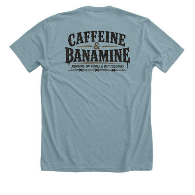 Caffeine & Banamine, a Heather Blue Lagoon Premium Unisex Tee