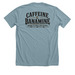 Caffeine & Banamine, a Heather Blue Lagoon Premium Unisex Tee (back-view)