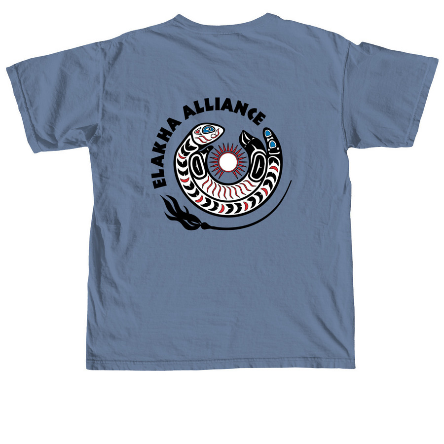 Elakha Alliance T-Shirts, a Blue Jean Comfort Colors Unisex Tee (back-view)