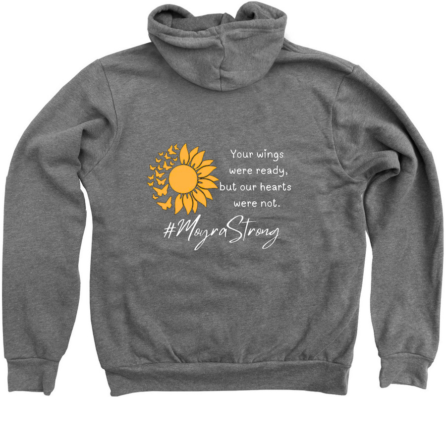 &nbsp;MoyraStrong Our Hearts Weren?t Ready Zip, a Deep Heather Zip Up Hoodie (back-view)