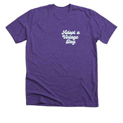 Adopt a Vintage Dog - Small Logo, a Heather Team Purple Premium Unisex Tee