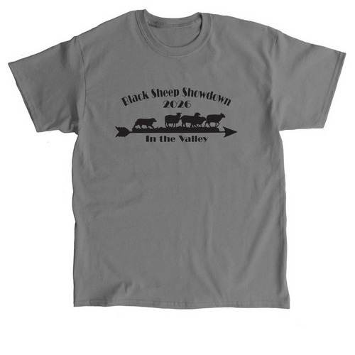 2026 Black Sheep Showdown (Front, Black Logo), a Charcoal Classic Unisex Tee