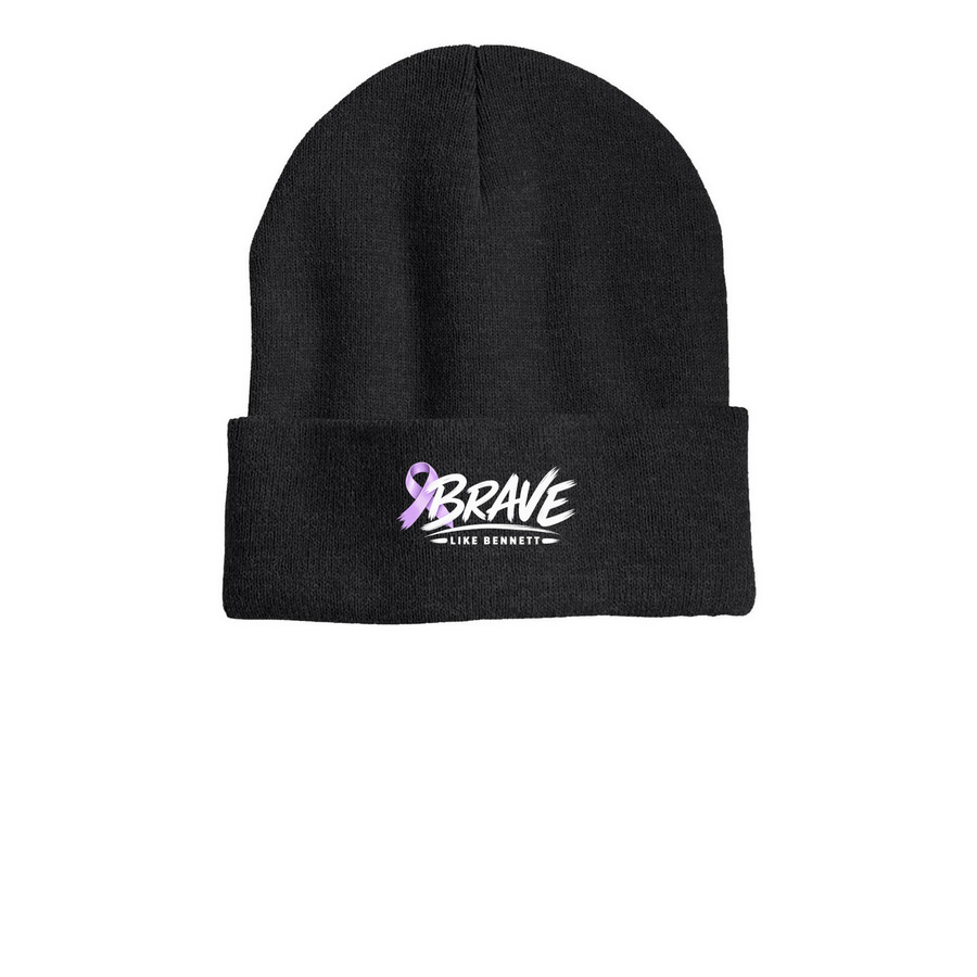 Brave like Bennett Beanies, a Heather Charcoal Printed Cuffed Beanie