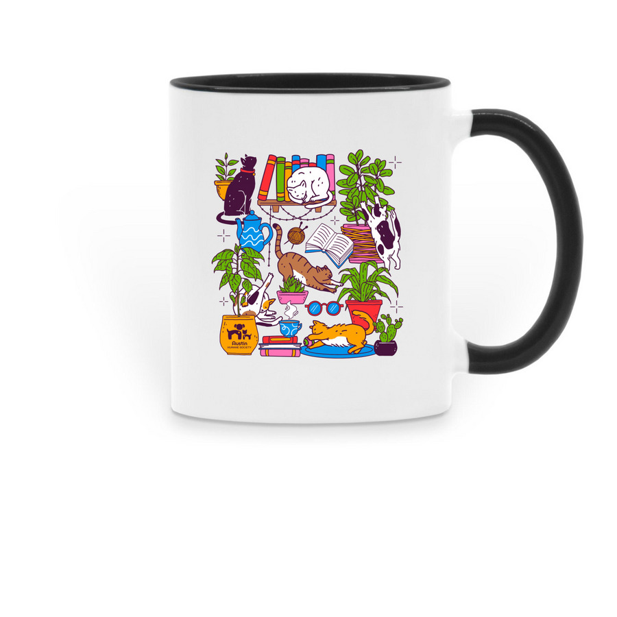 Cozy Cats Mug, a Black Two-Tone Ceramic Mug