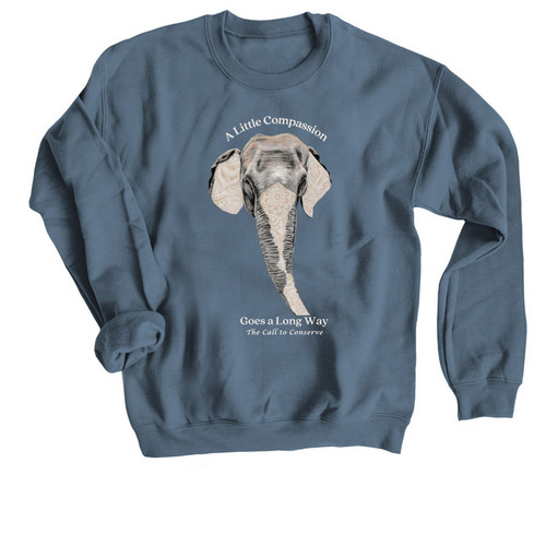 Show Elephants Compassion, a Indigo Crewneck Sweatshirt