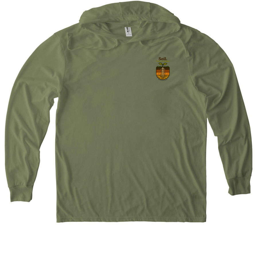 Soil. Where it all Begins XL+ options, a Olive You Green Allmade Eco Triblend Hoodie Tee