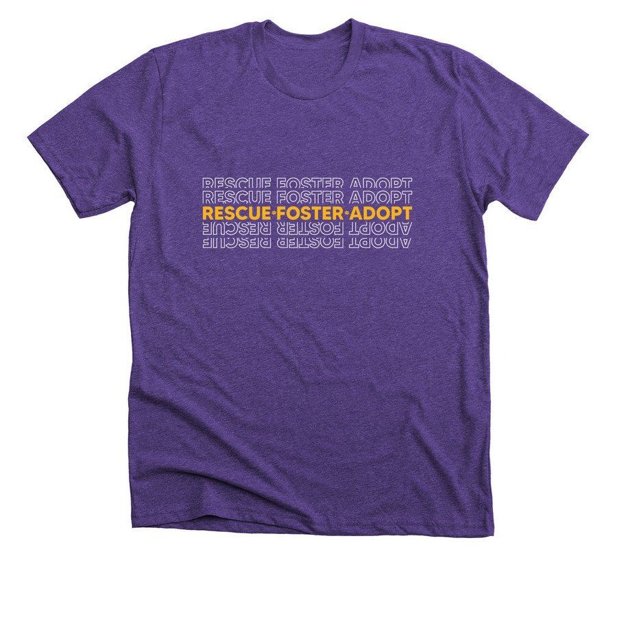 RESCUE FOSTER ADOPT, a Heather Team Purple Premium Unisex Tee