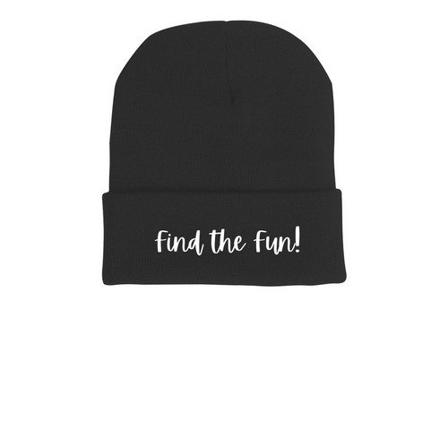 Find the Fun Beanie, a Black Printed Cuffed Beanie