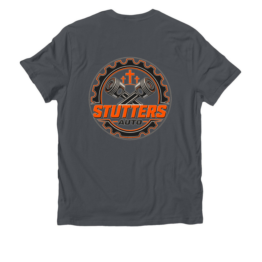 Stutters 1st, a Terrain Grey Allmade Organic Cotton Unisex Tee (back-view)