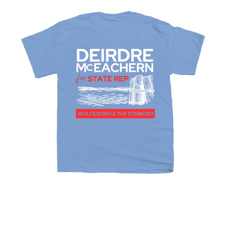 Deirdre McEachern for NH State Rep, a Carolina Blue Youth Unisex Tee (back-view)