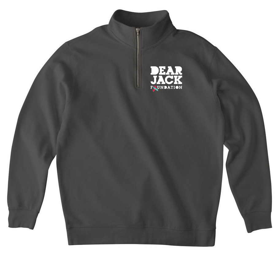 Dear Jack Zip Up (White Logo), a Asphalt Midweight Quarter Zip Pullover