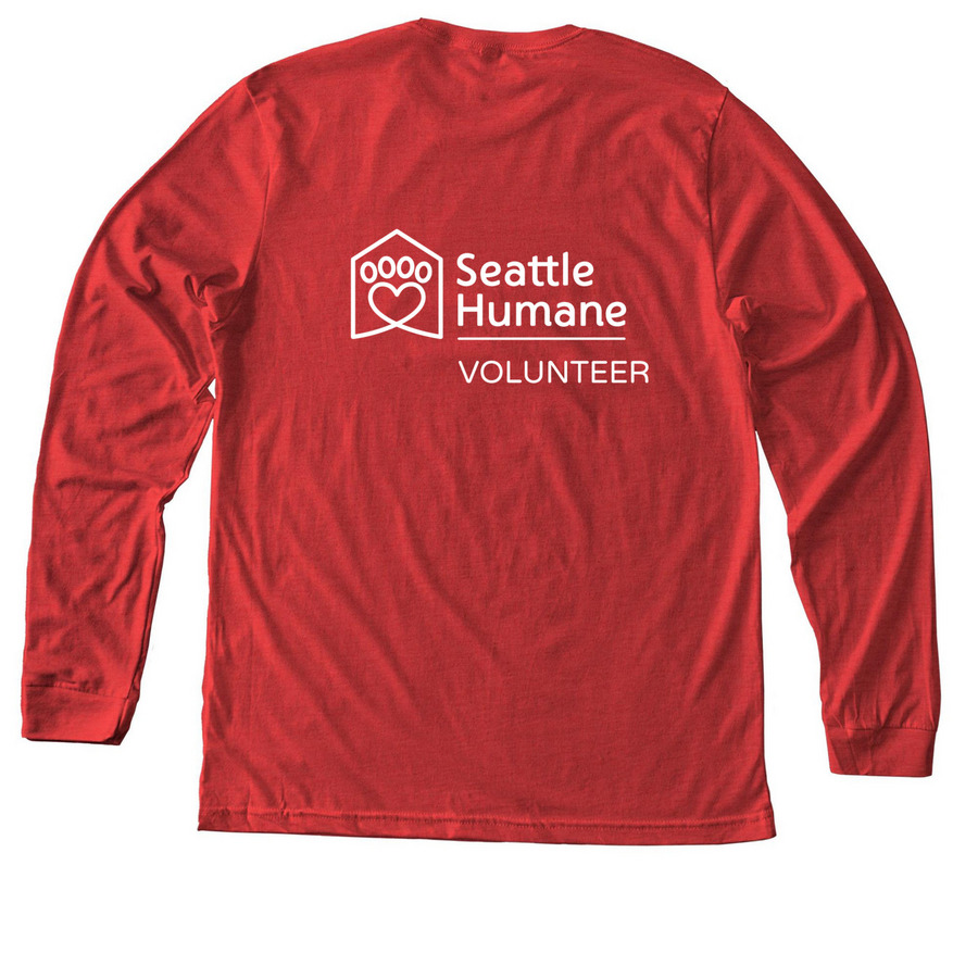Volunteer Long Sleeve, a Heather Red Premium Long Sleeve Tee (back-view)