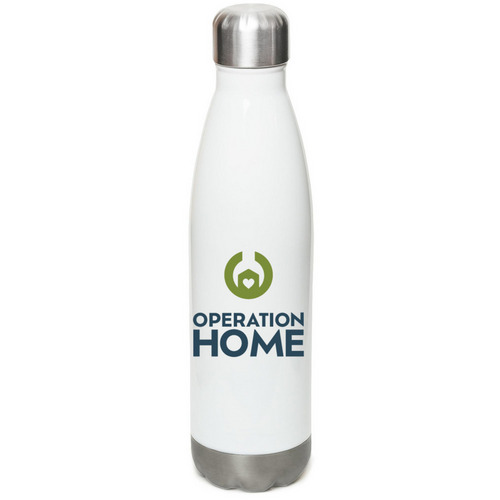 "Hydrated Across the Tricounty" Water Bottle, a White Stainless Steel Water Bottle