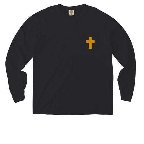 He?s Coming Back&nbsp;, a Black Comfort Colors Long Sleeve Pocket Tee