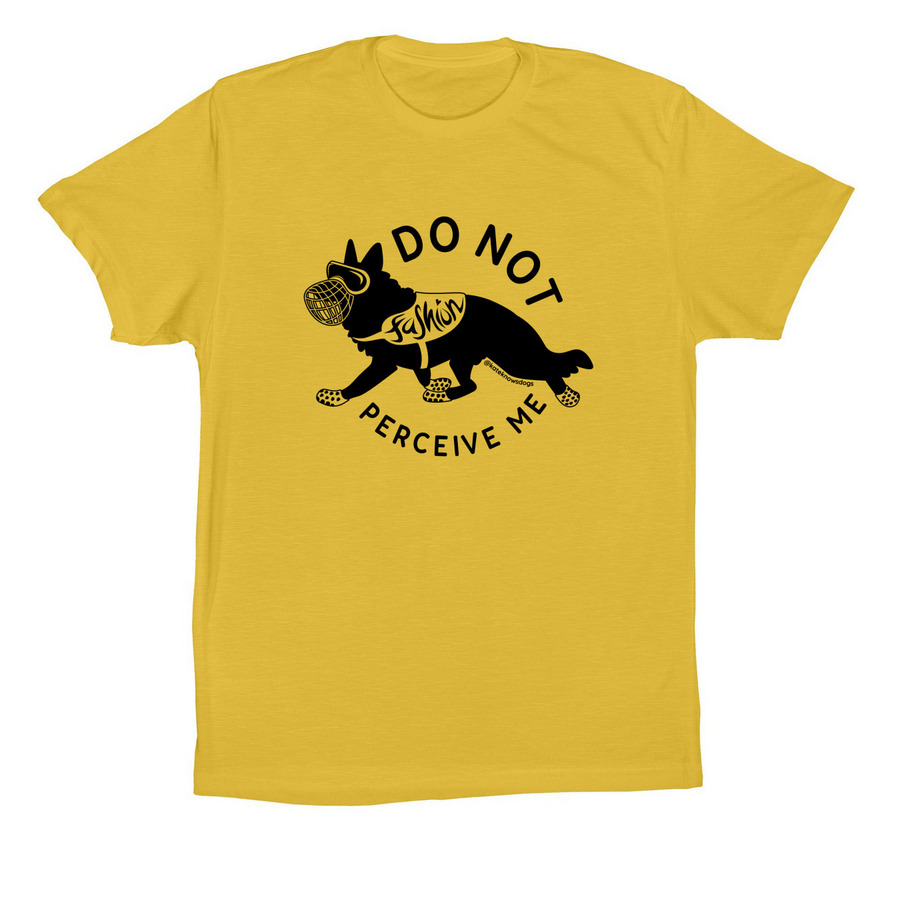 Do Not Perceive Me (tie dye black ink), a Yellow Premium Cotton Tee