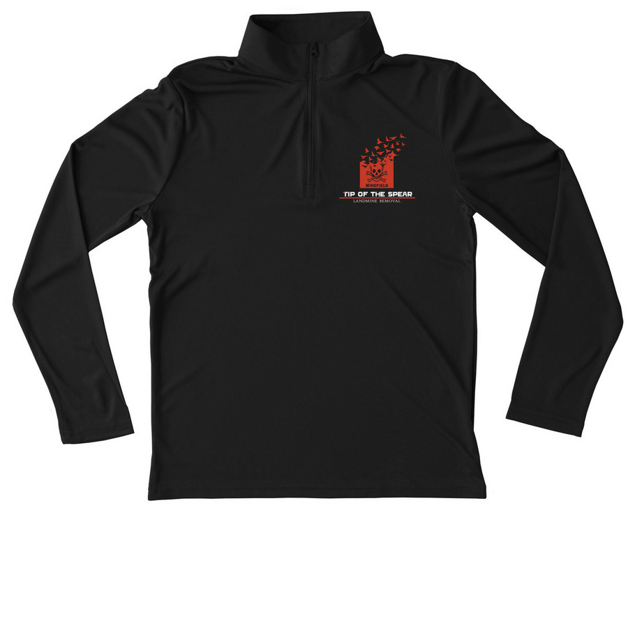 front logo only shirts&nbsp;, a Black Youth Performance Quarter Zip Pullover
