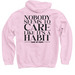 LIKE ITS A HABIT Bunny Graphic, a Light Pink Pullover Hoodie (back-view)