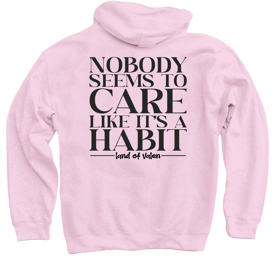 LIKE ITS A HABIT Bunny Graphic, a Light Pink Pullover Hoodie (back-view)