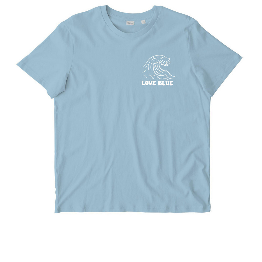 Surfboard & Shark Tooth Wave, a Sky Blue Stanley/Stella Unisex Crafter Tee