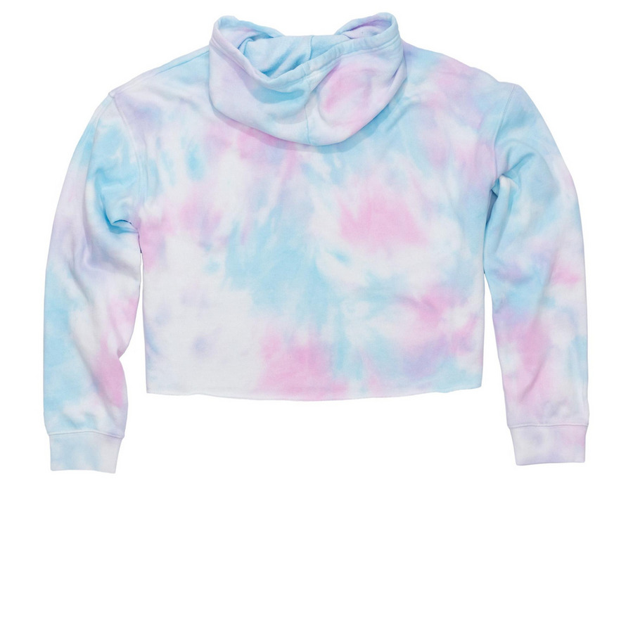 Normalize Therapy, a Cotton Candy Women?s Tie Dye Cropped Hoodie (back-view)