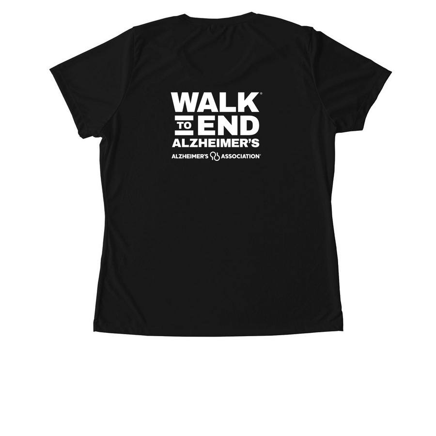 CLG Walks to #ENDALZ, a Black Women's Performance Tee (back-view)