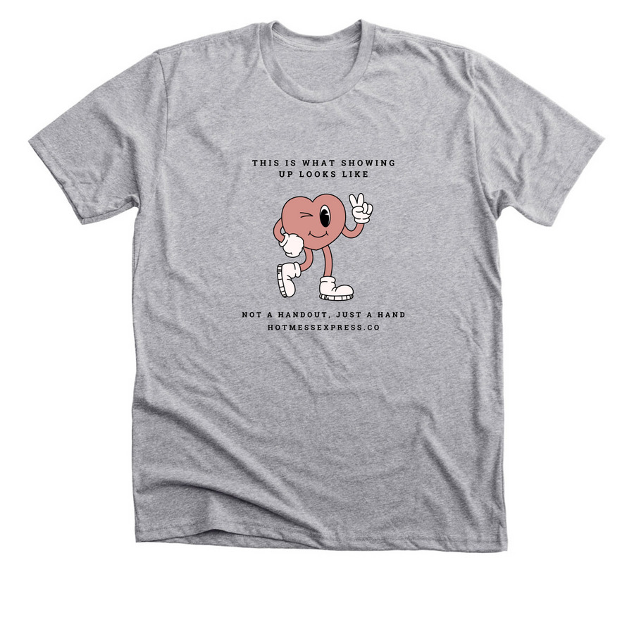 What Showing Up Looks Like, a Athletic Heather Premium Unisex Tee