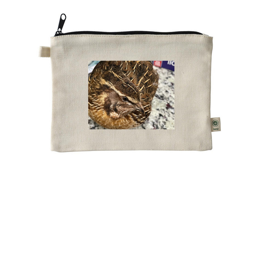 FattyTheQuail&nbsp;, a Natural 9"x7" Hemp Blend Pouch