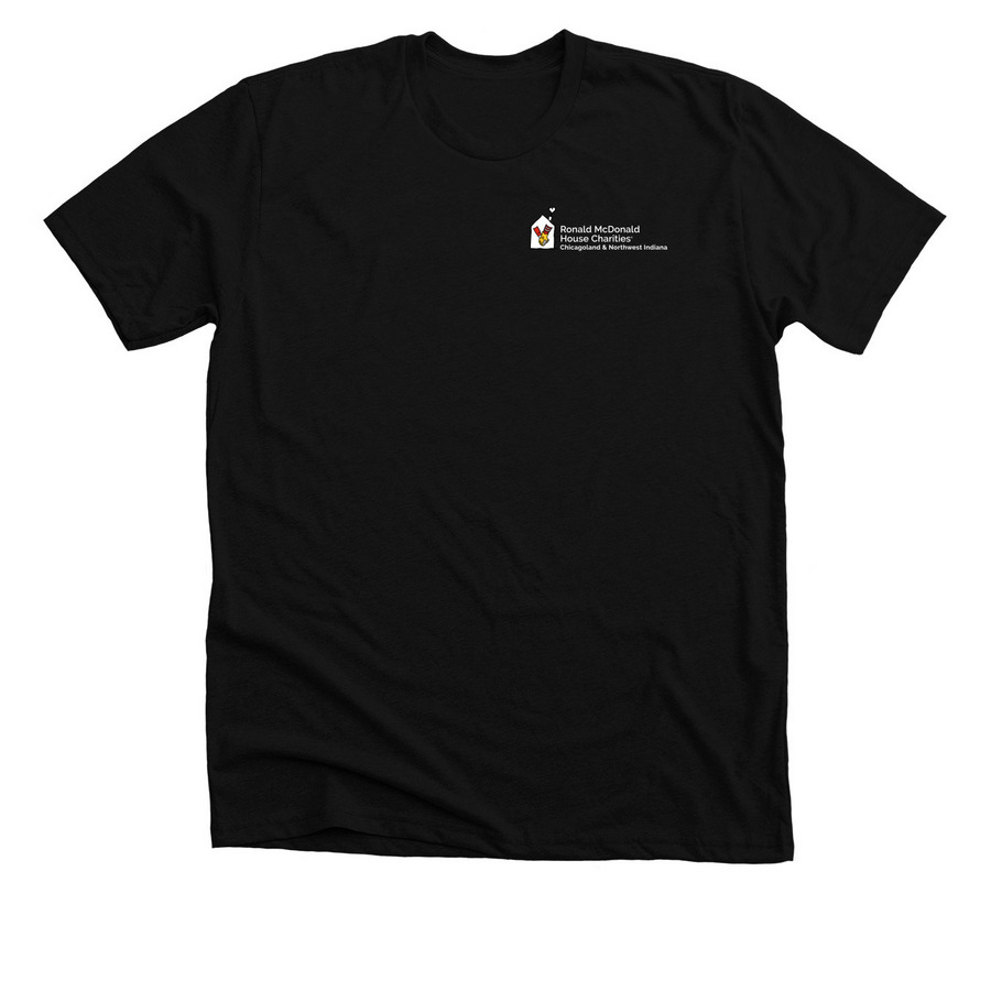 RMHC of Chicagoland & Northwest Indiana Logo, a Solid Black Blend Premium Unisex Tee