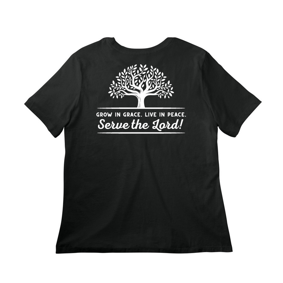 Peace Pres Shirts, a Vintage Black Women?s Relaxed Cotton Tee (back-view)