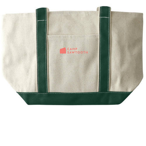 Camp Sawtooth Tote Bags, a Natural/Forest Large Two-Tone Canvas Tote Bag