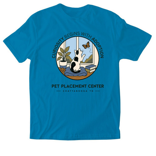 Curiosity Begins With Adoption, a Sapphire Softstyle Cotton Tee