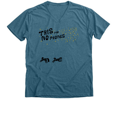 This and No Phones: ponies under the stars, a Heather Deep Teal Premium V-Neck Tee