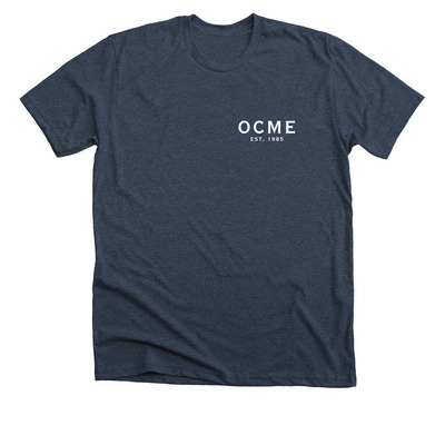 40 Years On Track ? Celebrate with OCME!, a Heather Midnight Navy Premium Unisex Tee