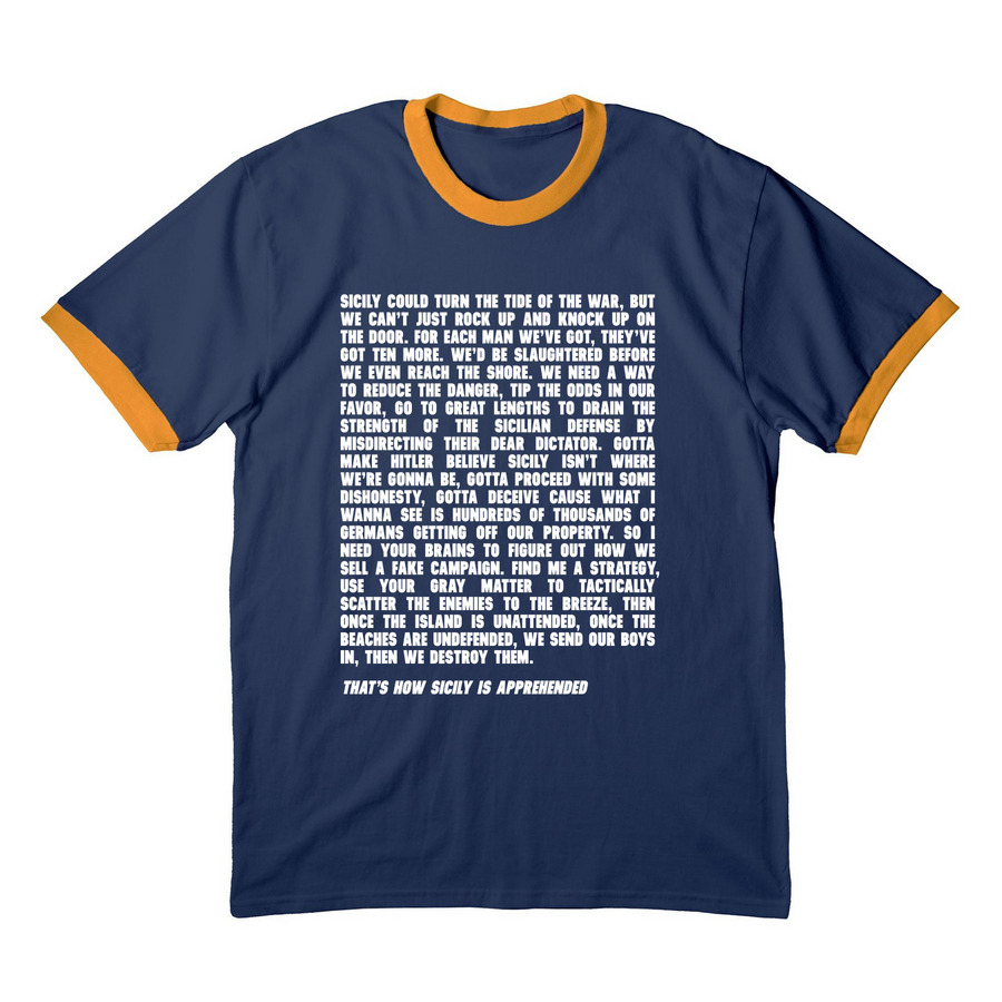 Bevan's rap, a Navy/ Gold Cotton Ringer Tee