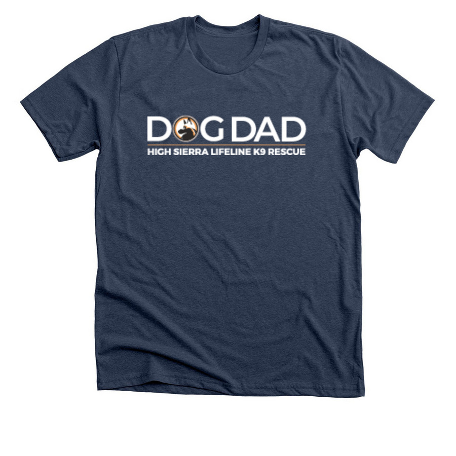 DOG DAD small dark color shirts, a Heather Navy Premium Unisex Tee