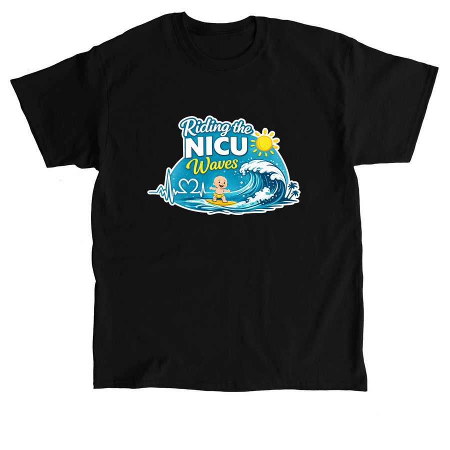 NICU Summer Shirt - Waves, a Black Classic Unisex Tee