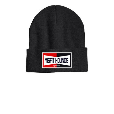 Misfit Hounds' Beanie, a Heather Charcoal Printed Cuffed Beanie