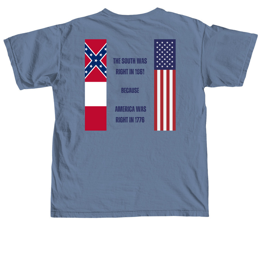 Right in 61 Because of 76, a Blue Jean Comfort Colors Unisex Tee (back-view)