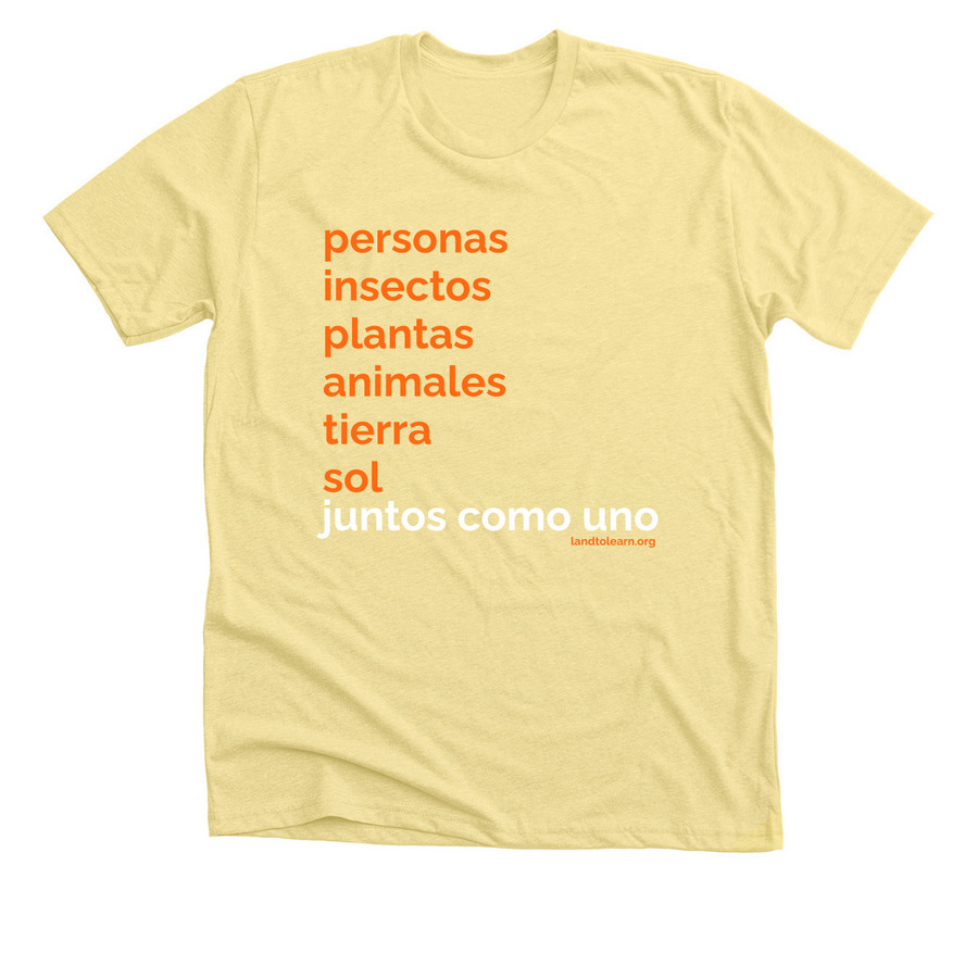 Juntos Como Uno, a Heather Yellow Gold Premium Unisex Tee