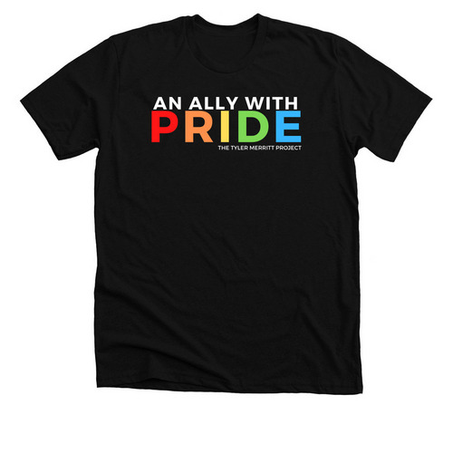 An Ally with PRIDE, a Solid Black Blend Premium Unisex Tee