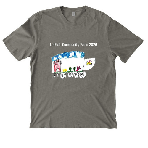 LotFotL Community Farm 2026 Design Runner Up, a Driftwood Grey Allmade Organic Cotton Mineral Dye Tee