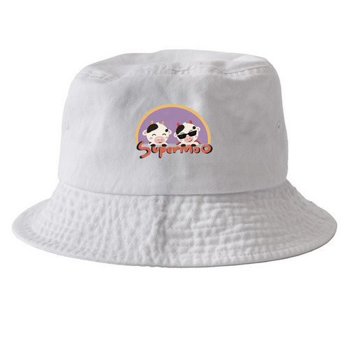 SuperMoo Hat, a White Printed Bucket Hat