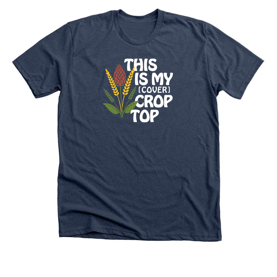 (Cover) Crop Top, a Heather Navy Premium Unisex Tee