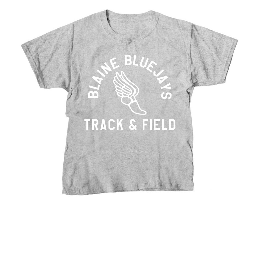Blaine Bluejays Track & Field White, a Sport Grey Youth Unisex Tee